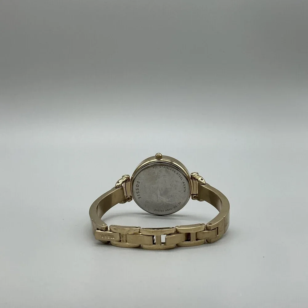 Fossil Georgia ES3084 Womens Watch 32mm Gold Tone Bangle New Battery 6.5